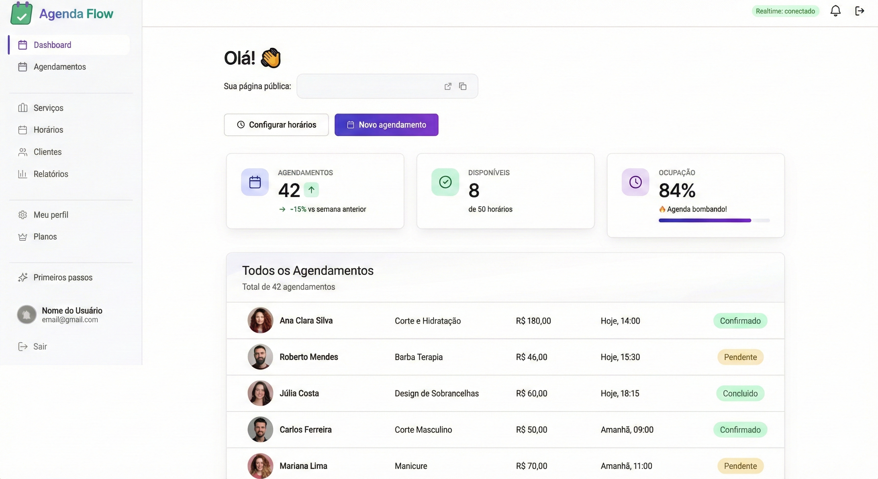 Dashboard AgendaFlow